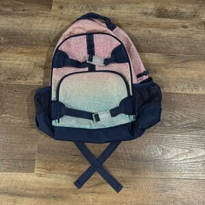 Pottery Barn Kids XL Mackenzie Backpack Ombre Rainbow Pink Glitter Glam READ